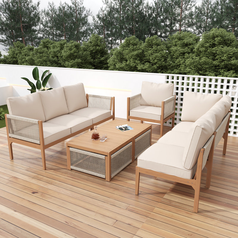 7 - Person Seating Group With Cushions, Beige