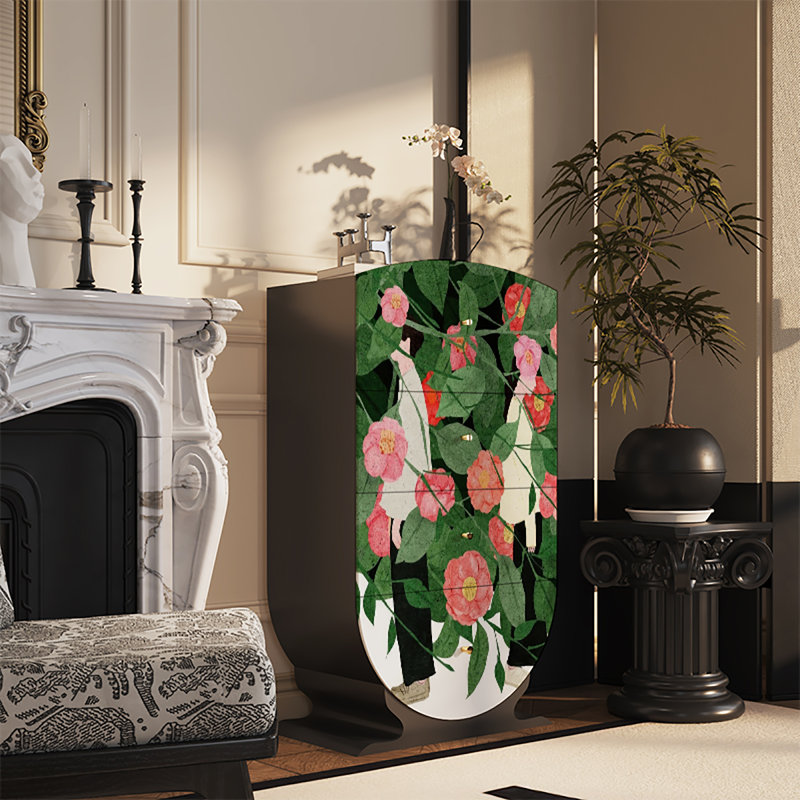 Armoire de salon française à tiroirs, Noir