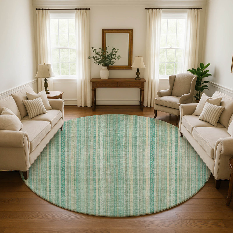 Premium Machine Washable Filiberto AMF1655 Stripes Rug, Round 8'