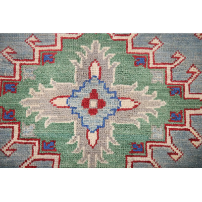 Grey Geometric Kazak Oriental Area Rug 6x9
