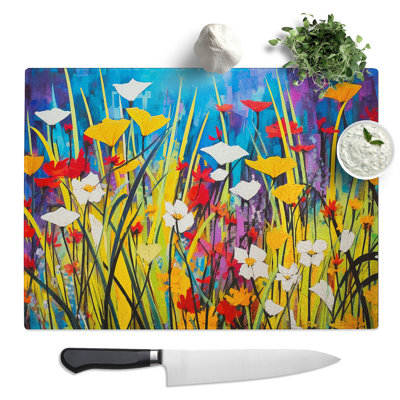 Wildflowers Constructivism  Glass Chopping Board