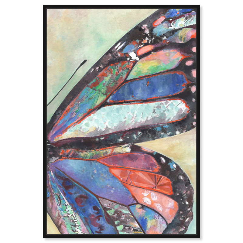 Colorful Butterfly Print on Canvas with Black Frame