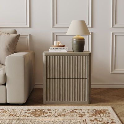 Fluted Nightstand With 2 Pop-Up Drawers by Latitude Run