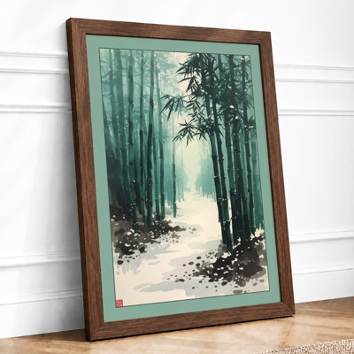 Winter Forest Path Japandi - Framed Print