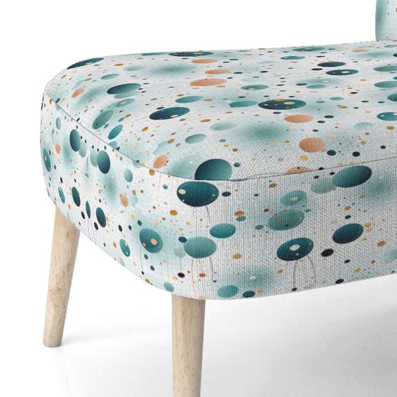Mystic Enchantment Polka Dots Pattern - Upholstered Modern Side Chair, Polka Dots Accent Chair, Teal