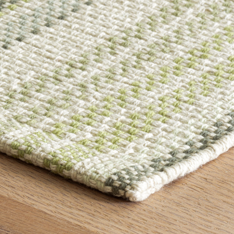 Tapis rayé en coton vert Oslo, Rectangle 7 pi 6 po x 9 pi 6 po