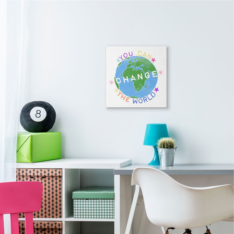 «Inspirational change the world», citation de «Earth Kids Words» par June Erica Vess - impression d'art graphique