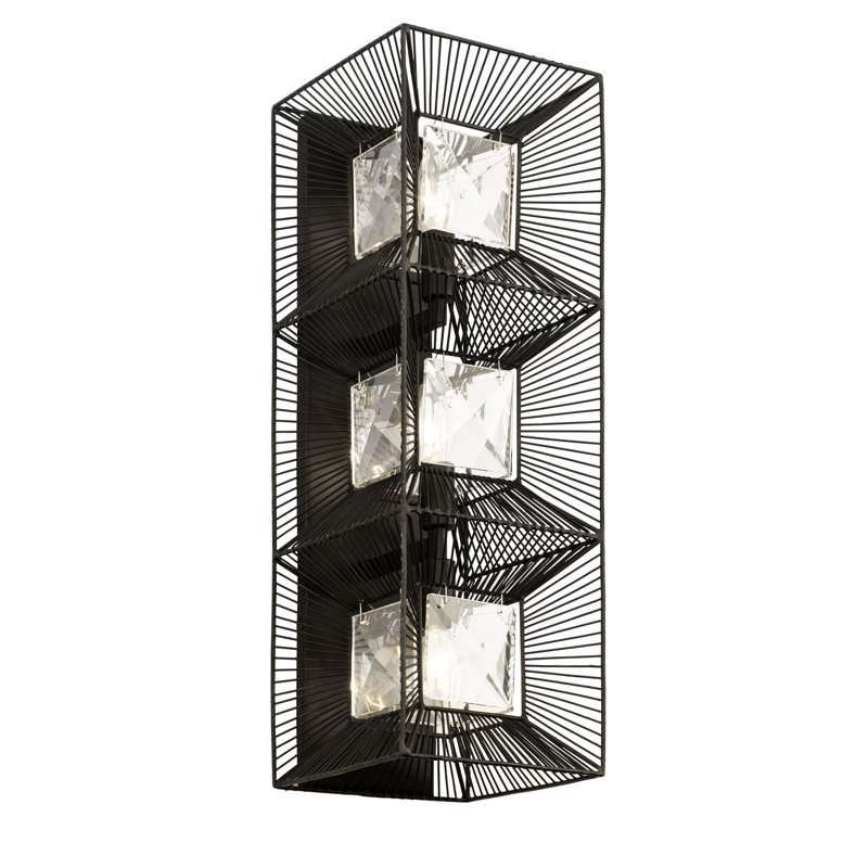 Flush Mounted Sconce, Black/Clear, Carbon