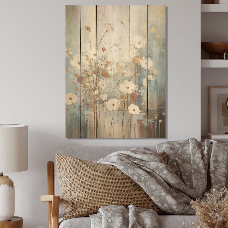 Wildflowers Botanical Beauty - Art mural en bois sur bois de pin naturel, H 20 po x l 10 po