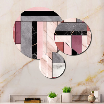 Agate en marbre de granit avec touches dorées - ensemble d'art mural géométrique moderne en métal