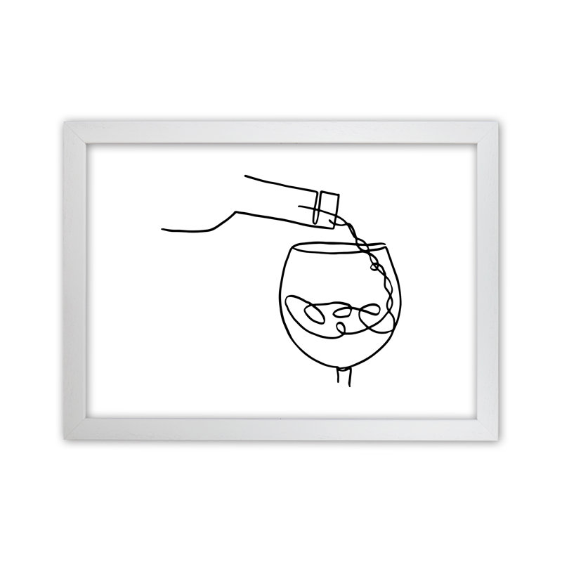Pouring Wine - Print on Canvas, 46cm H x 63cm W x 3cm D, White Frame