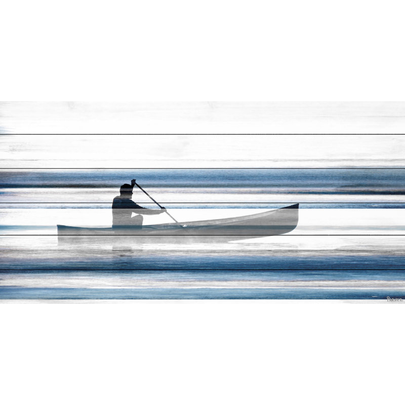 «Blue Lake Canoe II», reproduction sur bois blanc, H 20 po x l 40 po x P 1,5 po