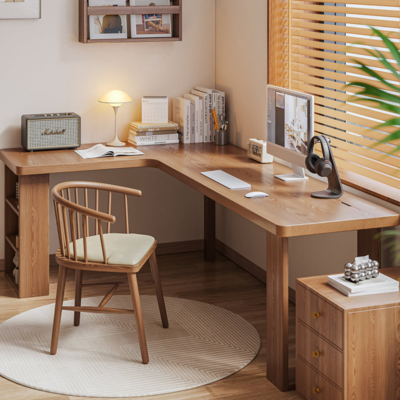 Bureau en bois massif en forme de L Modern Minimalist, H 29,53 po x l 62,99 po x P 47,24 po 