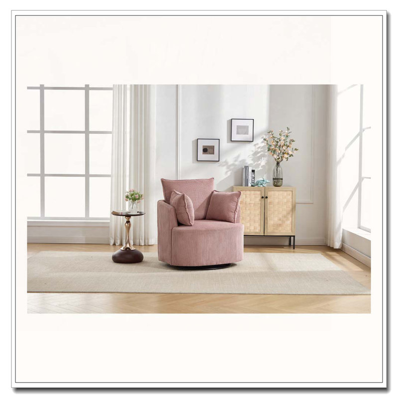 Chaise pivotante rembourrée en velours côtelé, Rose