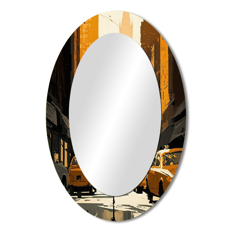 Young And Stylish In New ORk - Cream Modern Oval Wall Mirror, 36" x 24"
