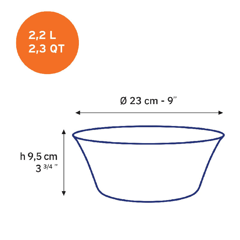 Bol à salade Duralex Lys 9 po, Bleu