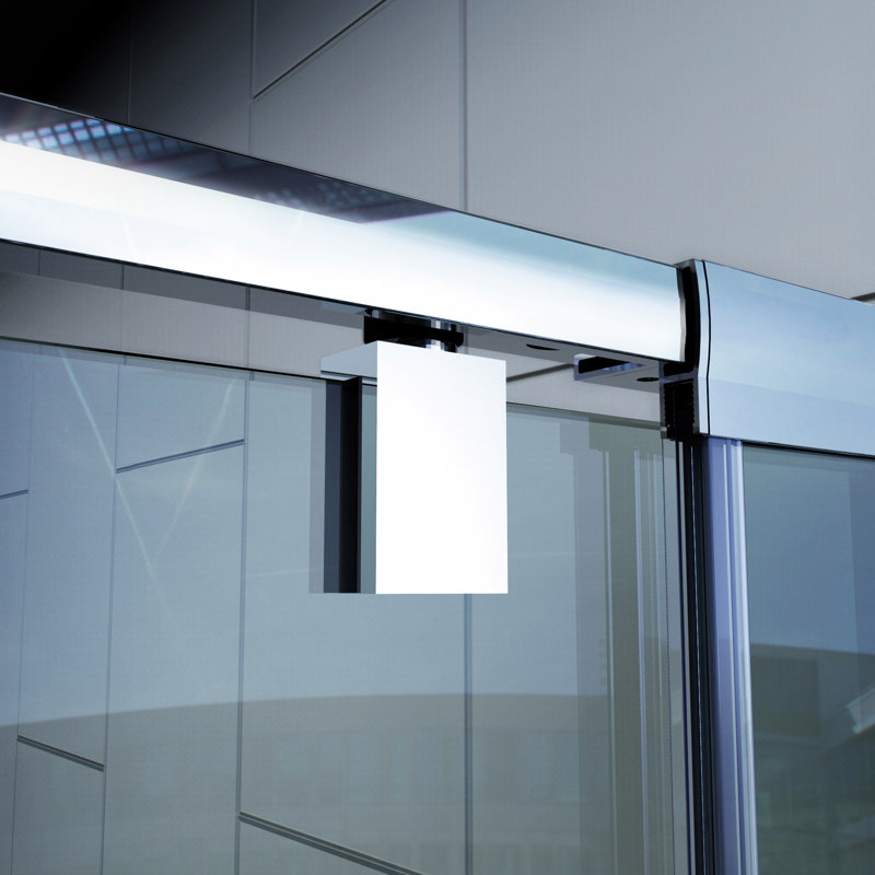 Flex 60" W x 30" D x 74.75" H Semi-Frameless Rectangle Pivot Shower Enclosure with Base Included, Chrome/Black, Center