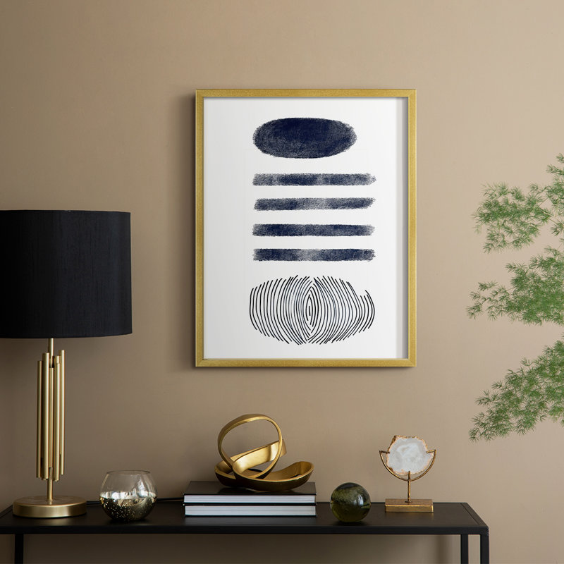 Abstract CCCLXVII Framed Print - Ready To Hang, 14" H x 11" W, Gold
