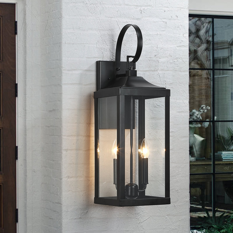 Lanterne murale d'extérieur en métal 2 lumières H 25,7 po Gaudencia, Noir mat