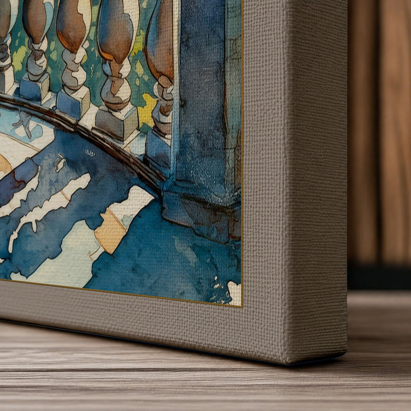 Sunlit Balcony Garden Coastal - Wrapped Canvas, 18x12 - 45.7 x 30.5 cm, Taupe Border