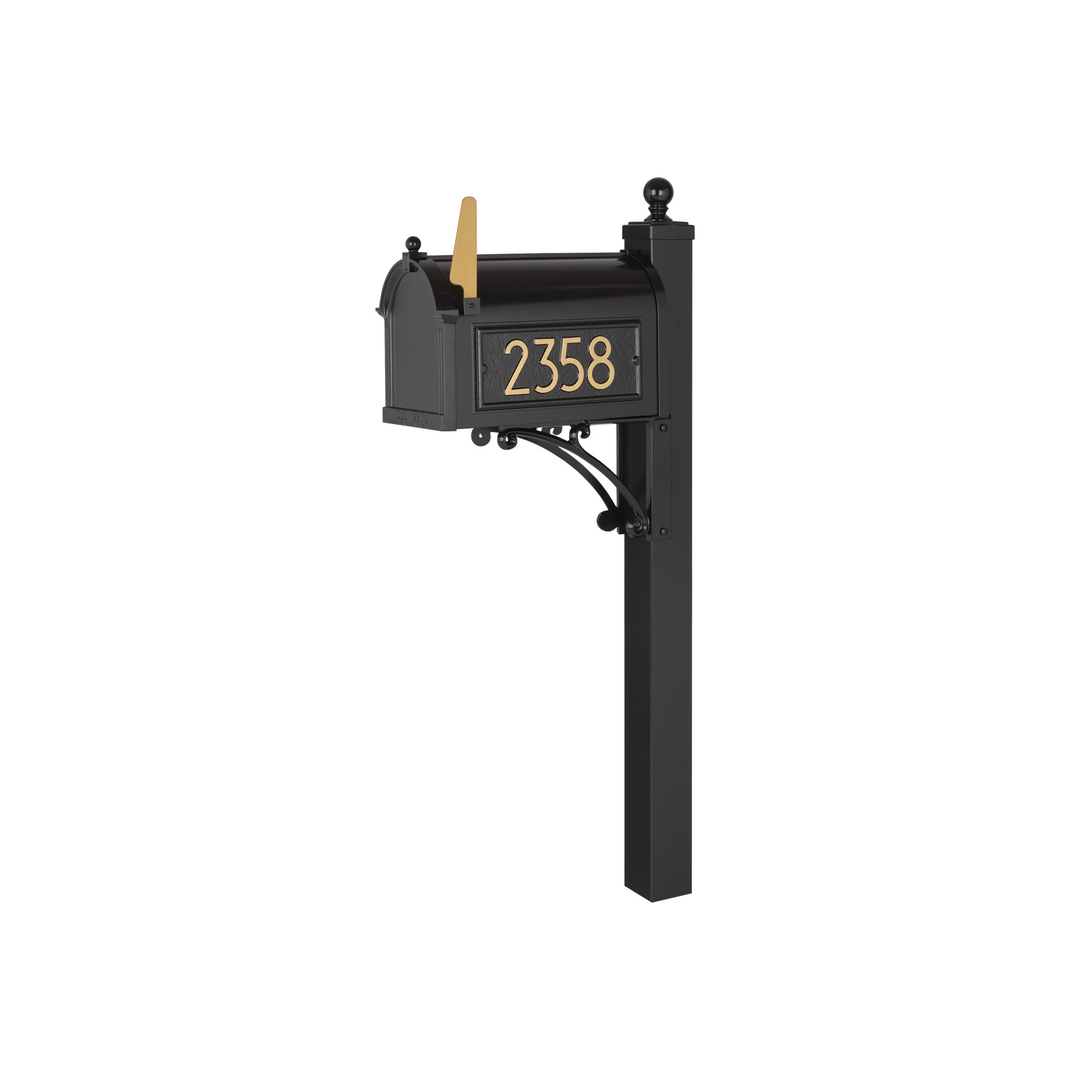 Modern Mailbox, Black/Gold, Yes