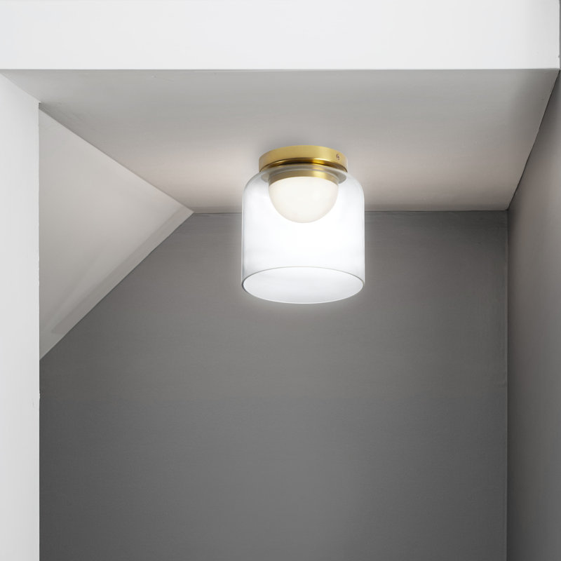 Kratman Glass LED Flush Mount, Aged Brass