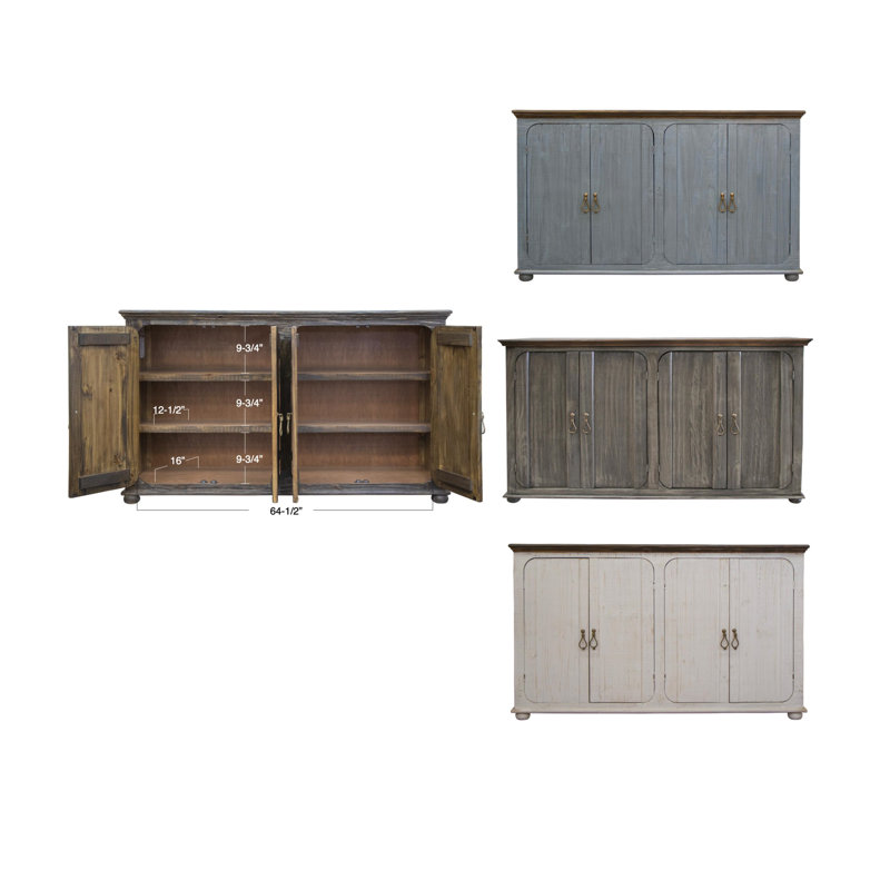 Console en bois massif Cresthire 71 po, Vert