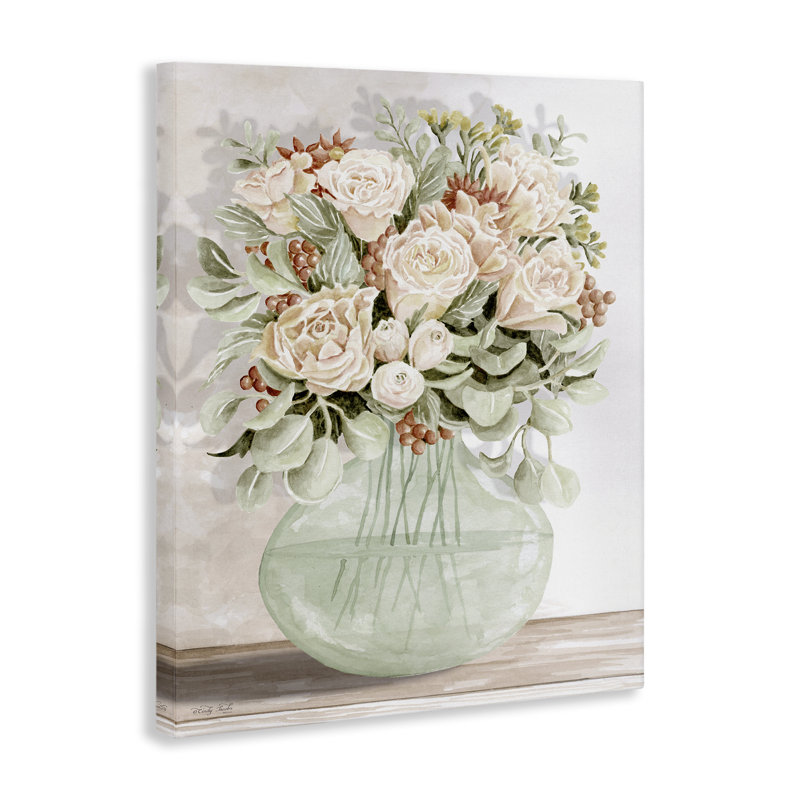  «Rose & Herb Bouquet», art mural sur toile par Cindy Jacobs, H 40 po x l 30 po