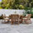 7Pcs Outdoor Dining Set for 6, Acacia Wood Round Table with Umbrella Hole and 6 Cushioned Chairs-117618983