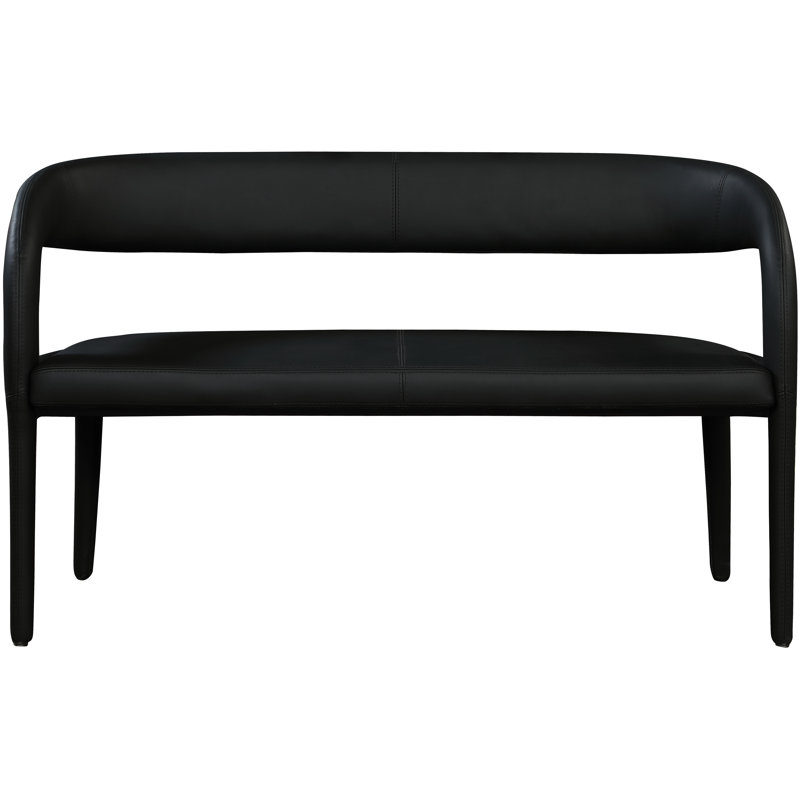 Sylvester Aurich Faux Leather Bench, Black Vegan Leather