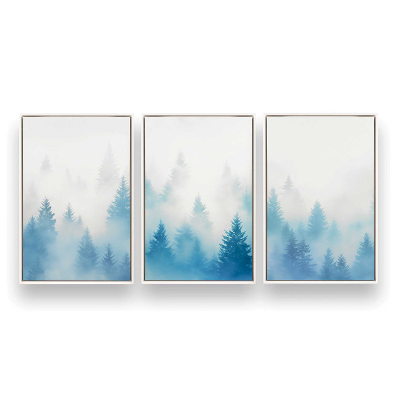 Frozen Echoes, ensemble de 3 toiles tendues, Cadre flottant blanc opaque, H 18,75 po x l 38,25 po x P 1,75 po
