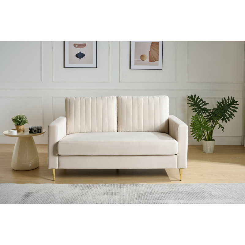 Manistee 2 Seater Velvet Sofa, Beige