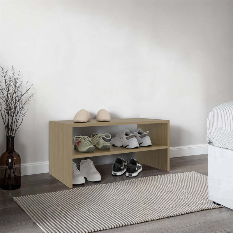 Étagère à chaussures compacte à trois niveaux Silpa, Oak