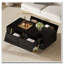 Table basse rectangulaire ultrabrillante pour le salon avec rangement et base dorée, 4 tiroirs