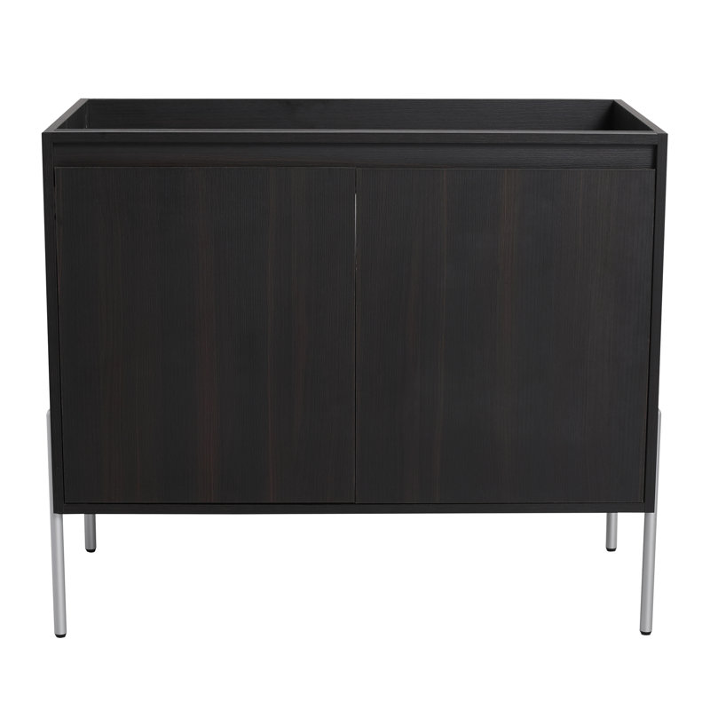 Meuble-lavabo de 36 po en chêne foncé style hygiénique avec rangement 36 po, style moderne