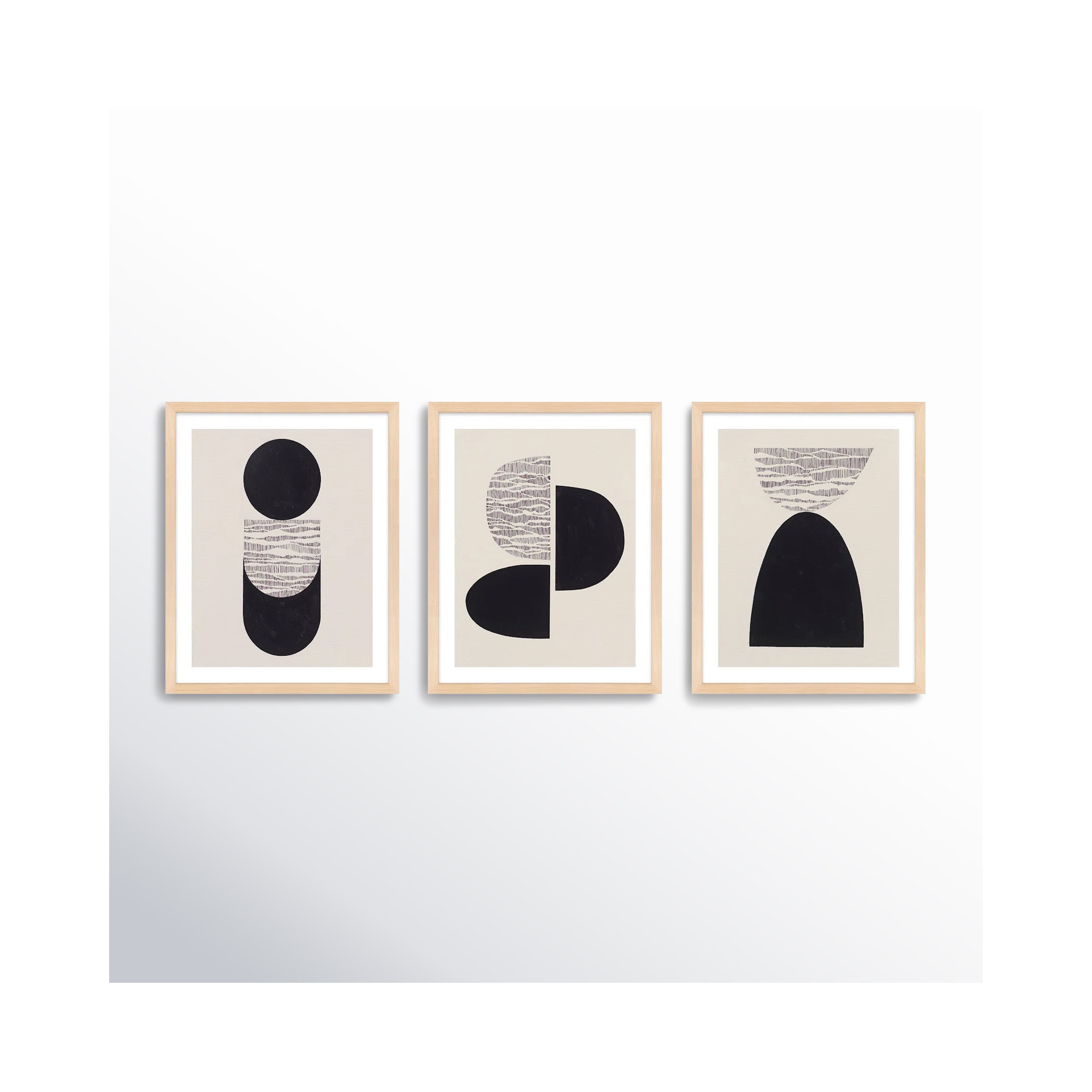 Peripheries, Set Of 3 by Lee Lessem, Maple Framed, 24" W x 30" H