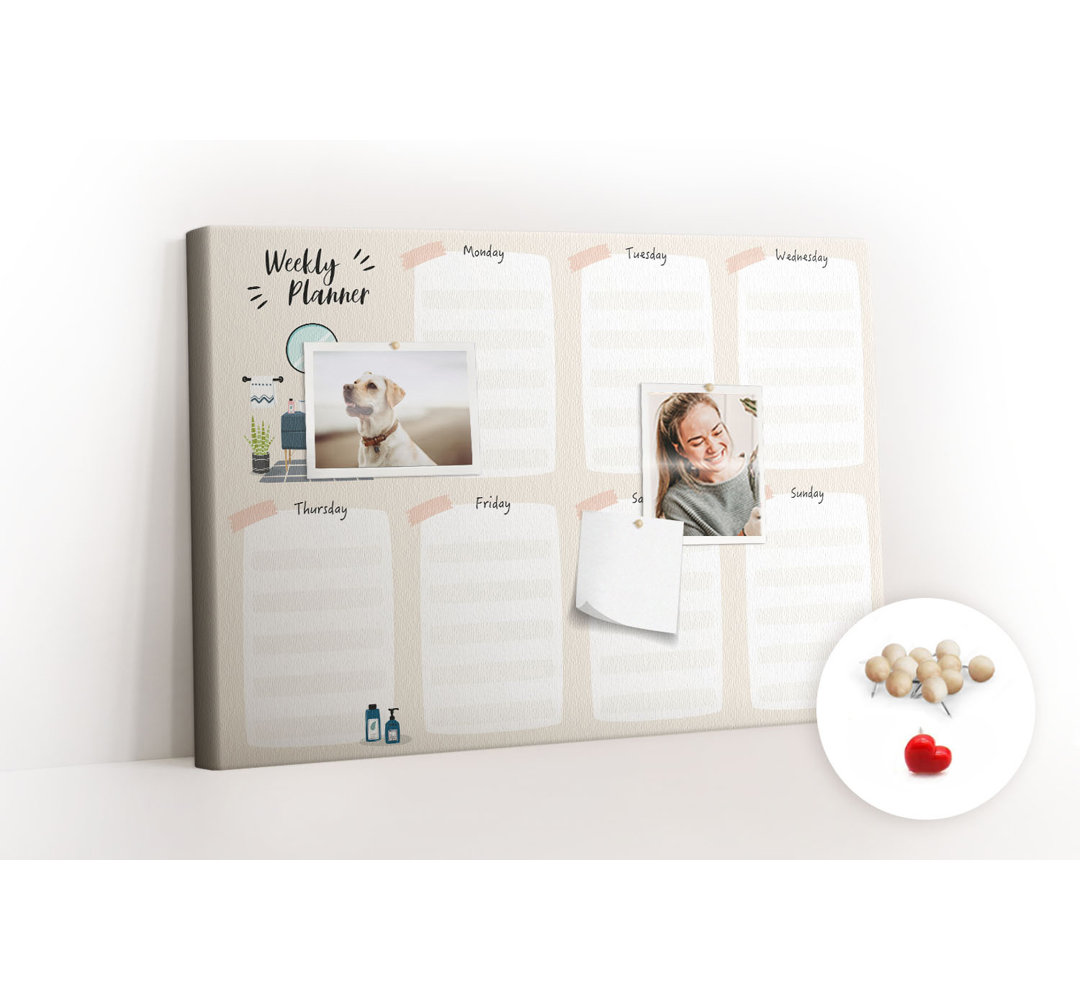 Wall Mounted cork board with print wall art notice boards decorative bulletin board ideas Weekly planner