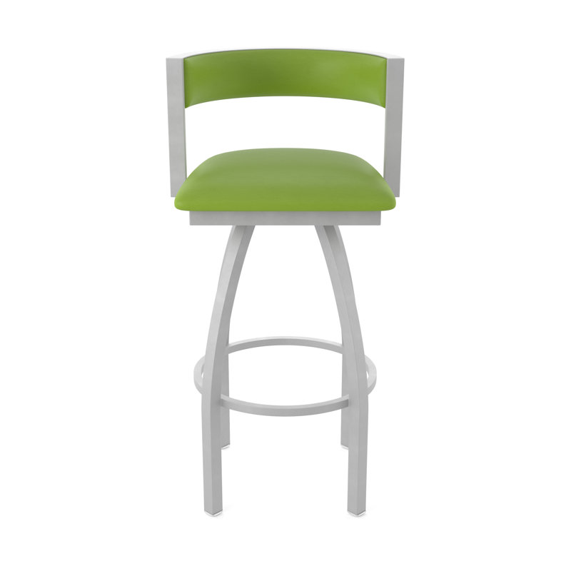 Tabouret Artémis, Nickel anodisé, Tabouret de comptoir (siège d'une hauteur de 25 p, Vinyle - vert kiwi Canter