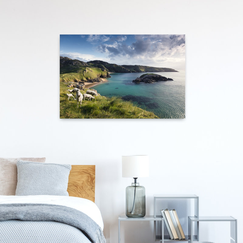 Paysage côtier irlandais abstrait, art mural, H 24 po x l 36 po
