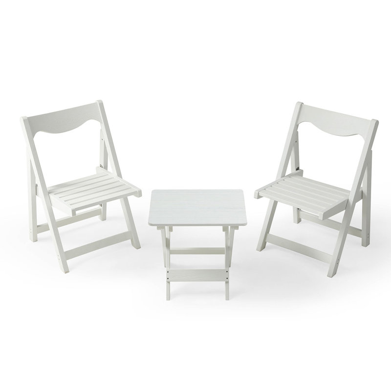 Hips Outdoor Foldable Furniture , 2 Chairs And Rectangular White Table For Modern Living With In Indoor