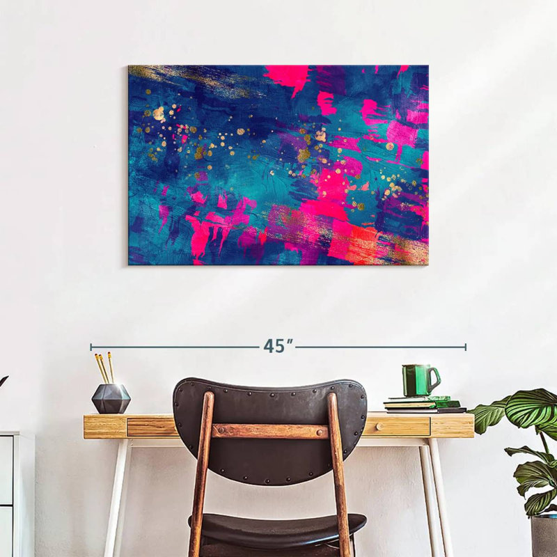Blue Magenta Abstract Canvas Print, 36" H x 24" W x 1.25" D