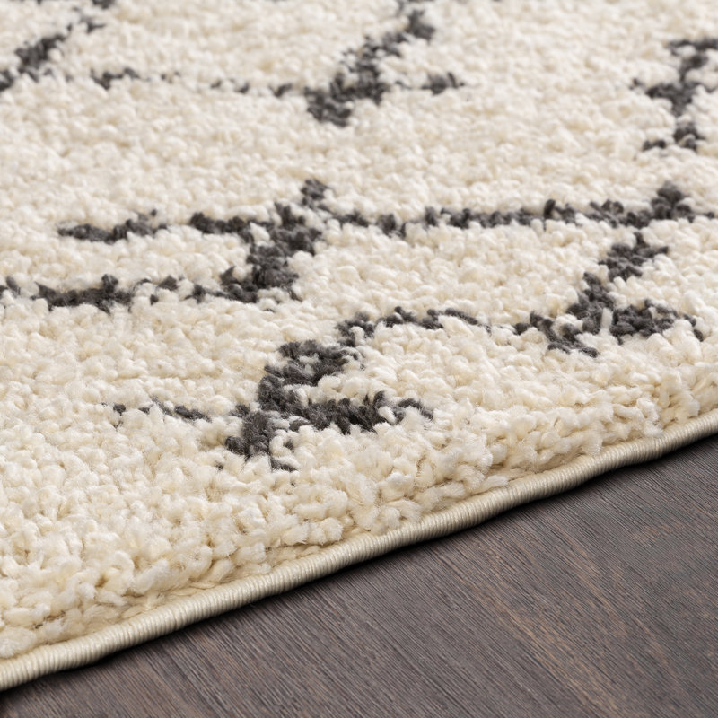 Lollar Cream/Charcoal Rug, Rectangle 6'7" x 9'