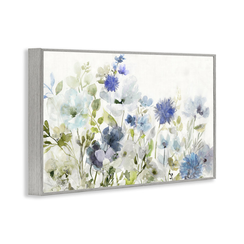  Blue Opaque Flower Layers Black Framed Giclee Art by Carol Robinson, Estampe numérique Farmhouse, H 20 po x l 30 po