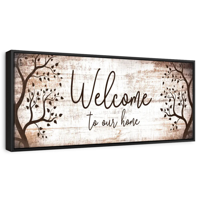 Bienvenue chez nous, typographie I, Cadre flottant noir, 49 po x 17 po