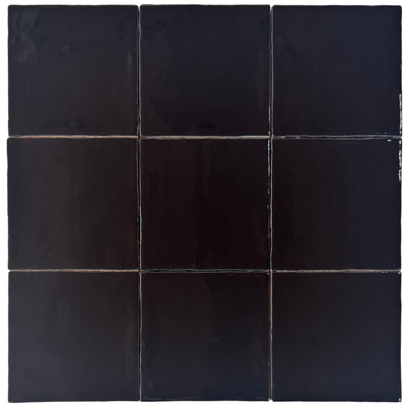 Carreau de céramique brillante noire 5 "x 5" Bella, Noir