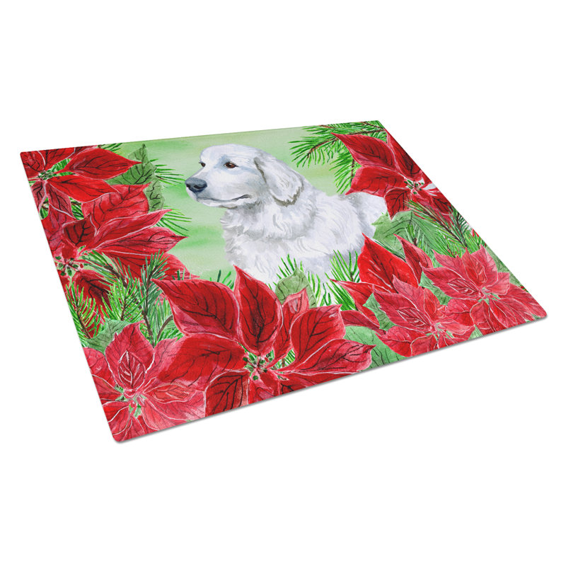 Caroline's Treasures Tempered Glass Poinsettias Cutting Board, Maremma Sheepdog