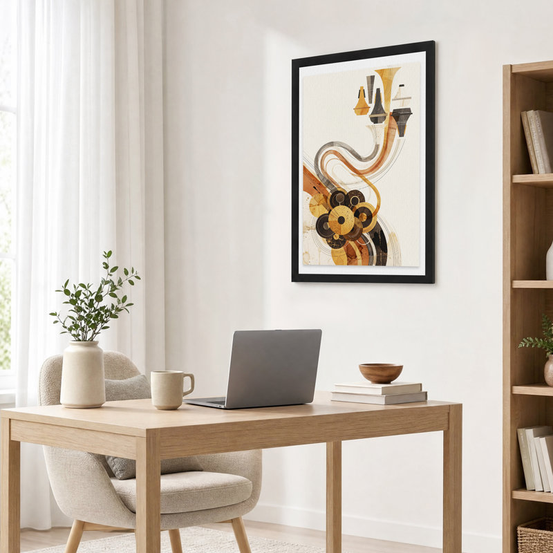 Toile abstraite beige et brune, H 36 po x l 24 po