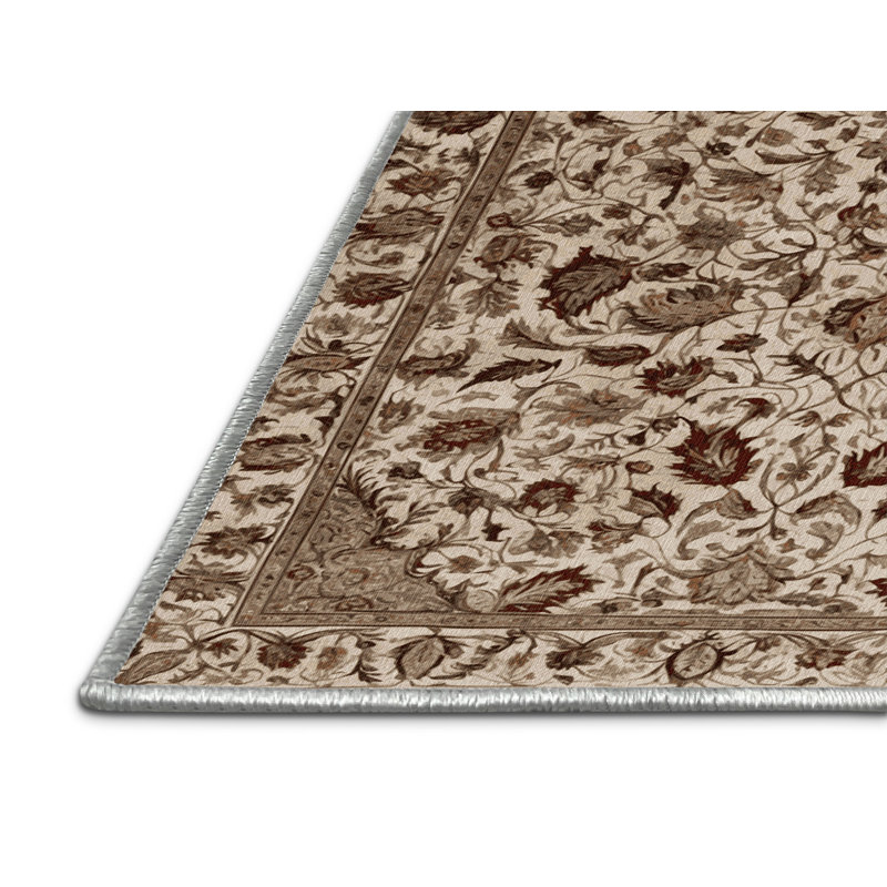 Tapis turc beige lavable à la machine, Rectangle 5 pi x 7 pi