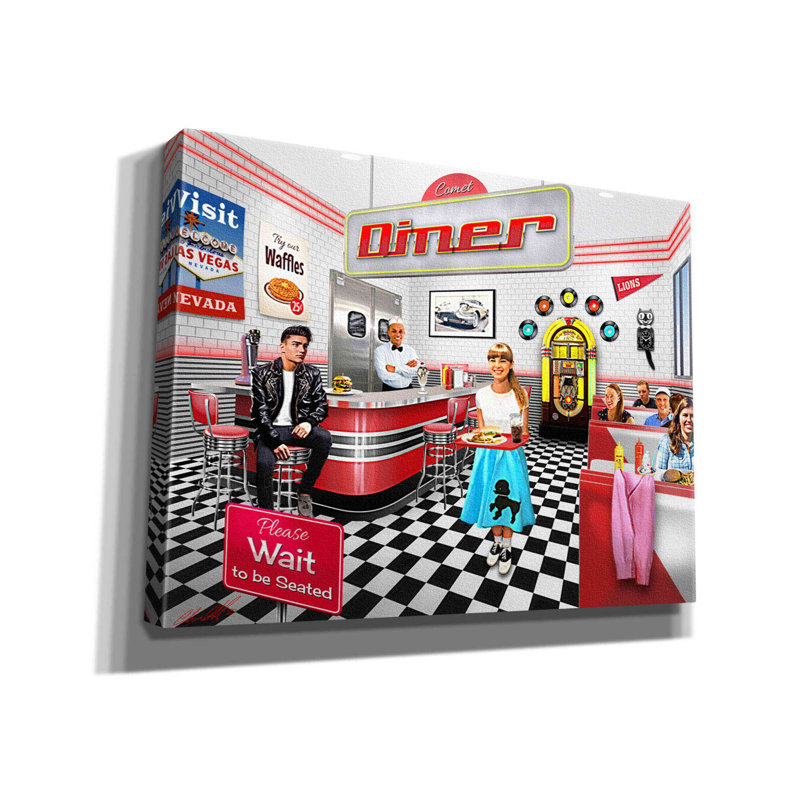 Red Barrel Studio® «37 Comet Diner» par Chris Dobrowolski, H 12 po x l 16 po x P 0,75 po