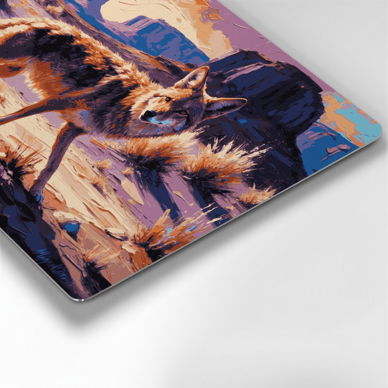 «Southwestern Animals» Coyote 12, art mural en métal mauve, 11" H x 14" W